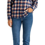 Madewell ‎ Plaid Flannel Button Down Shirt Women’s Medium Blue Pink Cream Photo 0