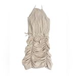 Free People  FP One Katya Thermal Mini Dress Sand Bodycon Waffle Ruched M Photo 4