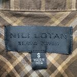 Nili Lotan Women's Plaid Ruffled Collar Long Sleeve Button Up Shirt Size S Brown Photo 3