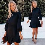 VICI Black Tie Neck Long Sleeve Mini Dress Medium Elegant Classy Cocktail Photo 1