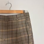Loft  Plaid Brown White Shimmer Pleated Dress Pants Photo 5