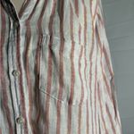 Fleur Bleue Linen Gold and Pink Button Down Shirt with Classic Stripes Size XL Photo 2