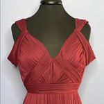 Azazie  Deep Red (Burgundy) Maxi Pleated V-Neck Gown Size A6 Photo 1