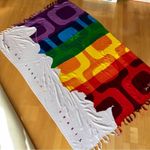 Colorful, Rainbow, Art Deco, Pashmina Style Fringe Wrap Scarf from Brazil White Photo 7