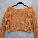 FAVLUX  Yellow Crop Chenille Ribbed Sleeve Y2K VTG Academia Cozy Sweater Small Photo 7