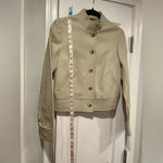 ABS Allen Schwartz Size 6 Bone White Soft 100% Leather Biker Moto Bomber Jacket Photo 4