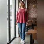 We The Free Waffle Knit Print Thermal Pullover Top Photo 6