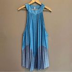 Free People Pleated Love Metallic Two- Tone Blue Mini Dress Size XL Photo 1