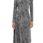 Maggy London  Women's‎ Long Sleeve Mock Neck Midi Dress with Asymmetrical Hem NWT Photo 1