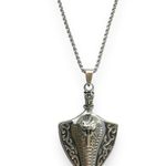 Rattlesnake Pendant Necklace for Men Women Streetwear Punk Hip Hop Unisex Style Silver Photo 0