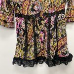 Ny Collection  Y2K 90s Vintage Babydoll Top Women’s Medium Ikat Print Lace Trim Photo 3