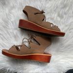 Lucky Brand Hipsta Open Toe Leather Wedge Sandals Tan Brown Size 7.5 Photo 9