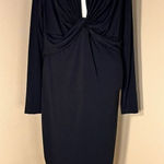 ASOS  Black Long Sleeve Front Twist Keyhole Opening Dress US Size 14 Photo 0