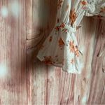 Free People White Amanda Ruffle Long Sleeve Wrap Orange Floral Top Photo 12