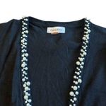 Calvin Klein Open Front Black Cardigan Sweater Cropped Length Bead Trim Medium Photo 0