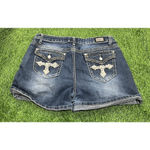 Earl Jean  Iron Cross Rhinestone Pocket Denim Shorts Y2K Cuffed Womens Size 12 Photo 6