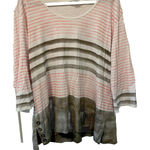 Womens Wild Palms 3/4‎ Sleeved Striped Gray And Pink Shirt XXL Photo 0