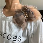 Elegant Broach/ Hair Clip Sheer Fabric Feather, NWOT Tan Photo 3