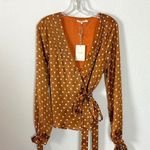 Revolve Tularosa Charmaine Wrap Top in Camel Polka Dots Medium NWT Photo 12