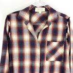 Cloth & Stone  Crushed Berry Fray Button Down Plaid Flannel Small Photo 2