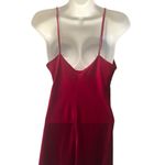 Victoria's Secret VTG Victoria’s Secret 100% Red Silk Slip Dress Sz L Gold Floral Embroidery Photo 2