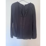 Gerard Darel  Womens Black Semi Sheer Long-Sleeve Blouse Shirt Top Size 36 Silk Photo 1