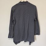 Bobeau  Navy White Striped Open Front Cardigan 1X Asymmetrical Hem Single Button Photo 5