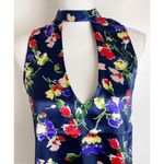 Tularosa • Blue Red Floral Keyhole Choker Tank Top Photo 3