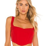 Bardot Mini Satin Corset Bustier Crop Top in Fire Red Size X-Small Gently Used Photo 0