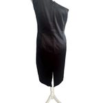 David Meister Black Satin One Shoulder Cocktail Dress Size 8 Photo 3