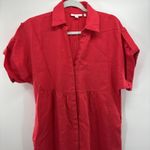 Chico's Midi Dress Size XS/Small Watermelon Punch Red 100% Linen Oversized Photo 4