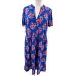 Boden Naomi Short Jersey Dress Bright Blue Wildflower Stamp 12 long Photo 5