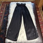 ZARA Black Satin Wide Leg Waist Tie Pants Photo 5