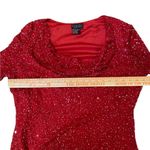 Vtg Marina Red Beaded Silk Bell Sleeve Cowl Neck Formal blouse Size XL Photo 4