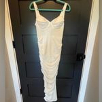 Selfie Leslie Over The Horizon Thick Strap Ruched Midi Dress in White NEW XS Photo 1