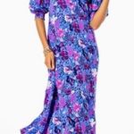 Lilly Pulitzer Andrei Elbow Sleeve Maxi Dress Boca Blue Birds Eye View Size 6 Photo 0