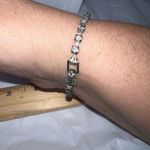 Vintage Prong Set Rhinestone Tennis Bracelet Silver Photo 1