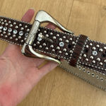 Guess  Faux Leather Belt Studs Rhinestones Western Size S Brown Silver Photo 0