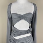 House Of CB  Mini Dress Womens L+ 10/12 Camille Grey Silk Cutout Ruched Sexy Photo 3
