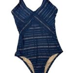 Kona Sol Women's Navy Crochet Nude Liner High Neck One Piece Swimsuit Size S NWT Photo 2