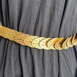 None Vintage Gold Leaf Stretch Belt Women’s Elastic Belt Fits Small/medium Photo 0