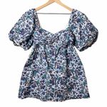 Peter Som x Rent the Runway Babydoll Floral Dress Blue Cotton Blend Size 8 Photo 0