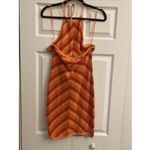 RUNAWAY THE LABEL Runaway Womens 4 Orange Striped Halter Neck Sleeveless Knit Mini Dress Coconut Photo 4