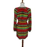 Charlie Jade  Multicolor Silk Mini Dress Long Sleeve Boho Festival V Neck Small Photo 4