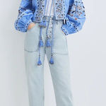Veronica Beard  Rivoli Embroidered Tassel Tie Cropped Jacket Photo 0