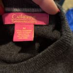 Catherine Malandrino Cashmere Sweater Medium Gray Star Print Pink Silver Photo 3