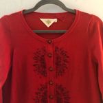 Anthropologie Cardigan Women’s Monogram Beaded Red Sweater Sz S EUC Photo 1