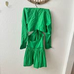 Jason Wu  Green Cutout Waist Twist Long Sleeve Mini Tiered Dress XS Photo 3