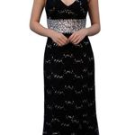 My Michelle  Black Sequin Maxi Long Gown Sz 11 Plunging Neck High Split Photo 0