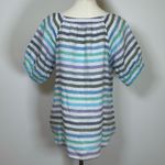 Talbots 100% Linen Split Neck Popover Top Rockport Stripe Women’s Size XS Photo 4